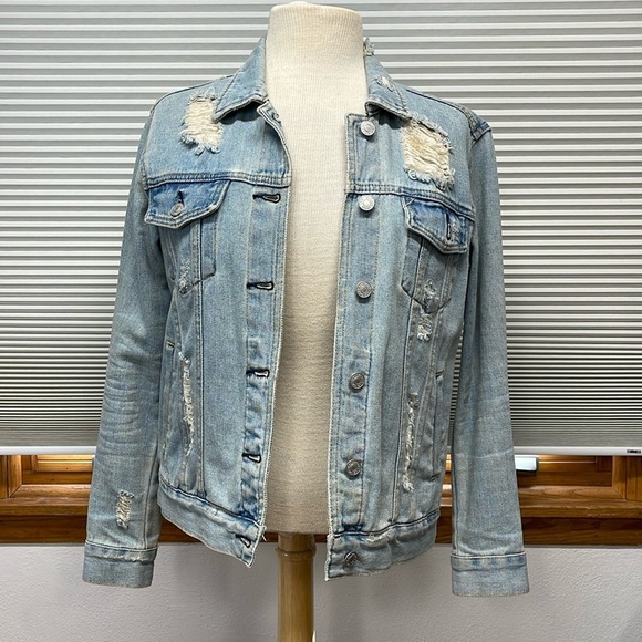 PacSun Oversized Destroyed Distressed Boyfriend Jean Jacket Size XS - Picture 1 of 8